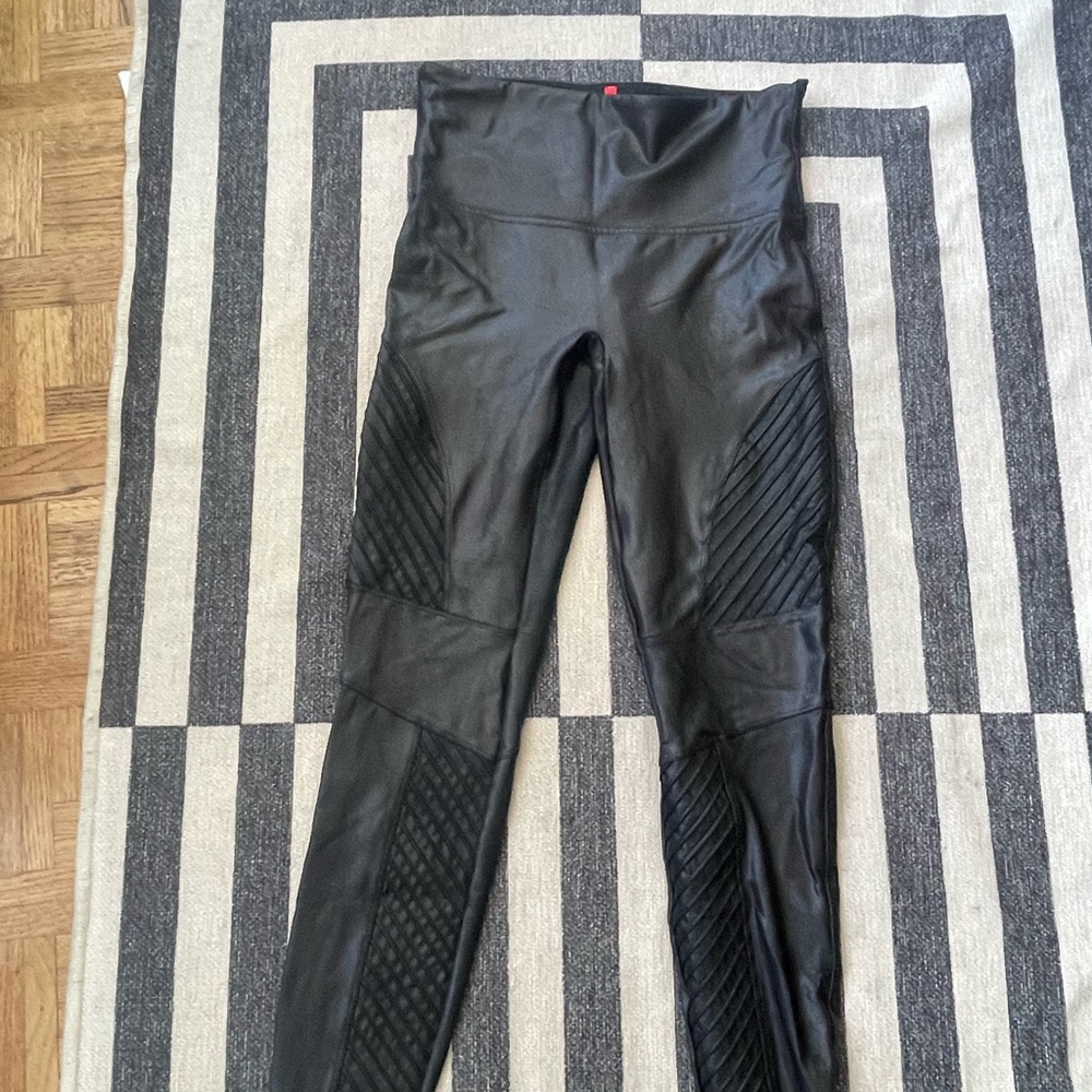 SPANX Faux Leather Moto Black Leggings